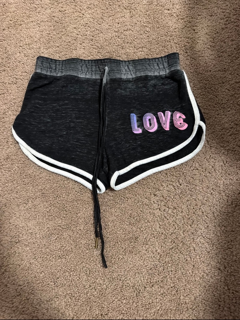 No Boundaries Love Faux Drawstring Dolphin Black, White, & Pink Shorts